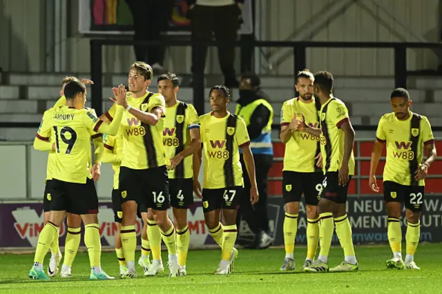 Sander Berge of Burnley celebrates with teammates