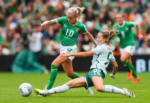 Simone Magill tackles Denise O'Sullivan