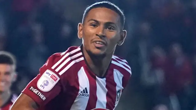 Demetri Mitchell celebrates his winning goal