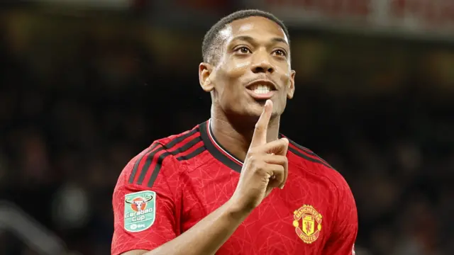 Anthony Martial celebrates scoring against Crystal Palace