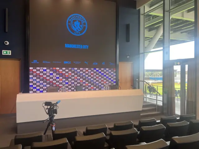 The news conference room at Manchester City