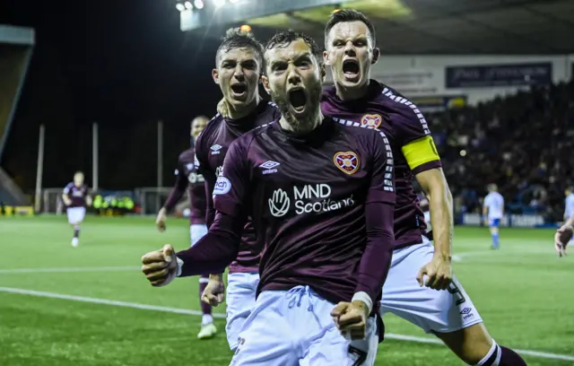 Hearts' Jorge Grant celebrates scoring to make it 1-0