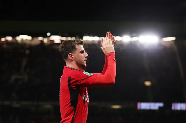 Mason Mount of Manchester United acknowledges the fans