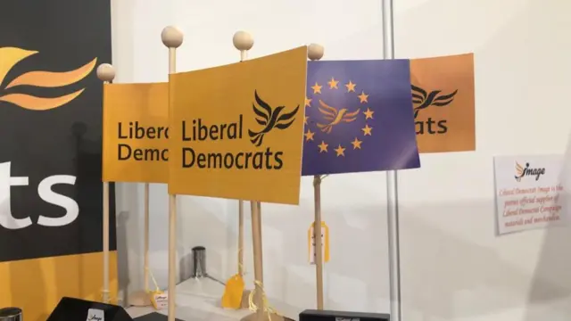 Flags on sale in the Lib Dem shop