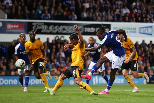 Freddie Ladapo of Ipswich Town scores the team's second goal