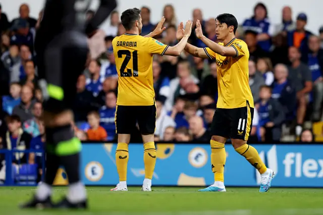 Hee-chan Hwang of Wolverhampton Wanderers celebrates