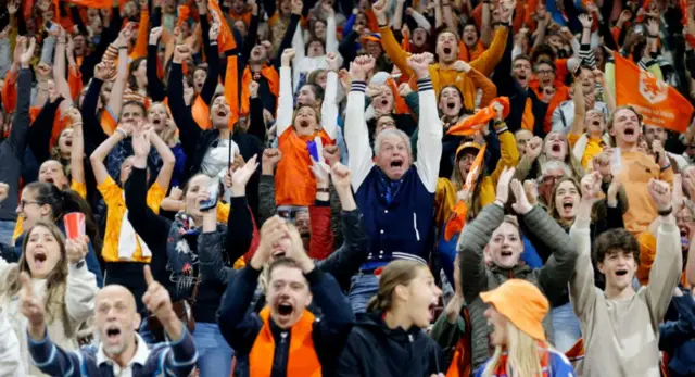 Netherlands fans celebrate a goal