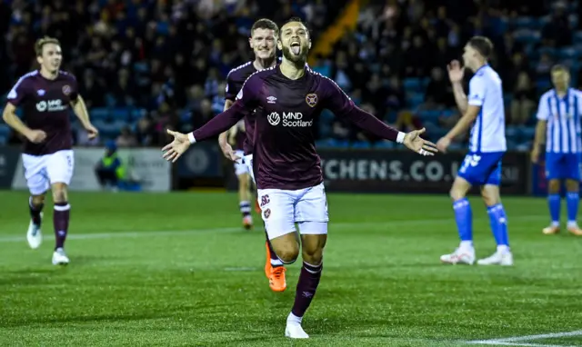 Hearts' Jorge Grant celebrates his opener