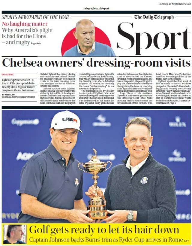 Telegraph's main sport page