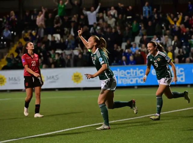 Lauren Wade celebrates scoring