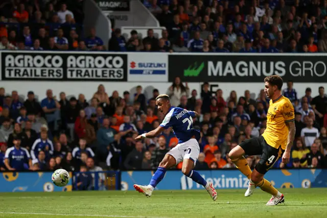 Omari Hutchinson of Ipswich Town score