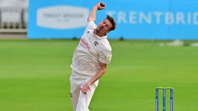 Jake Ball bowling for Nottinghamshire