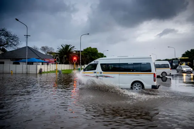 Flooded roads in South Africa