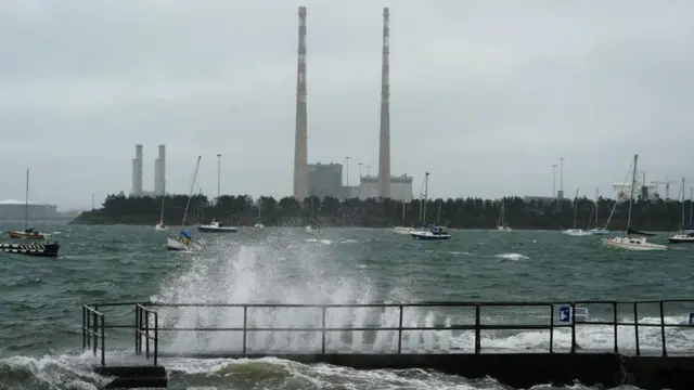 Rough seas at Clontarf boat slipway, Dublin