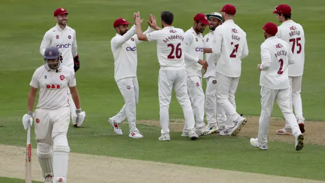 Northants celebrate wicket of Nick Browne