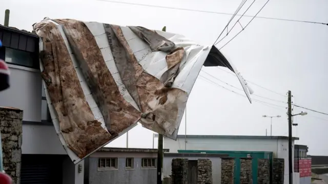 A roof blown from a building in Youghal, Co Cork