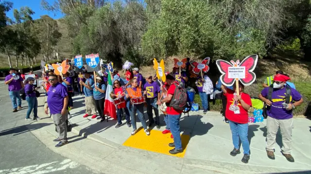 Pro-immigration protesters outside the Republican debate