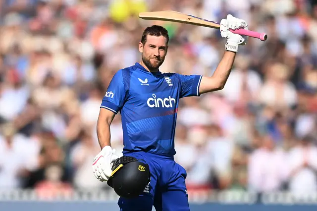 England's Dawid Malan celebrates his century against New Zealand in the fourth one-day international at Lord's