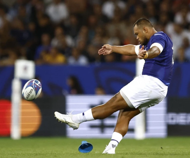 D'Angelo Leuila taking a penalty kick