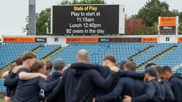 Yorkshire players in a huddle