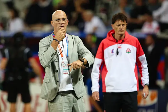 Japan assistant coach John Mitchell on the touchline during the England game