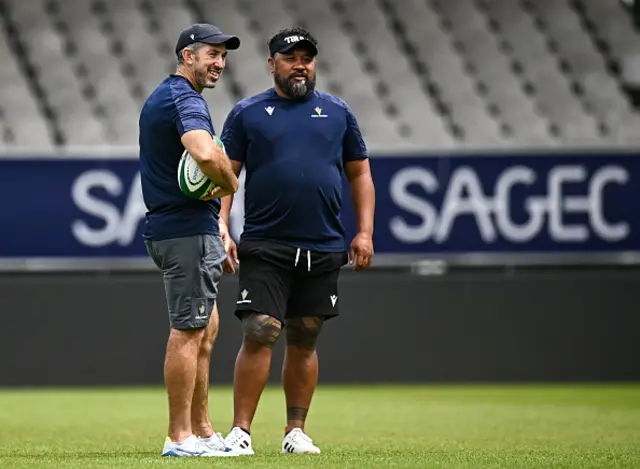 Samoa head coach Seilala Mapusua and assistant coach Andrew Goodman