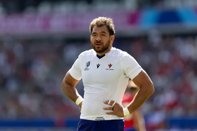 Steven Luatua of Samoa looks on
