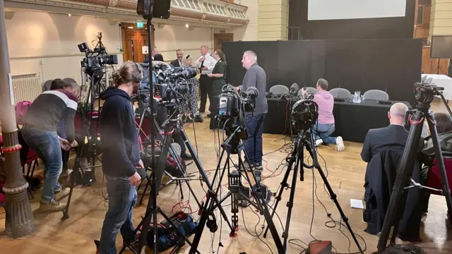 People set up cameras in Birkenhead Town Hall