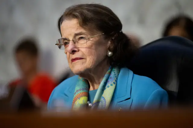 US Senator Dianne Feinstein (D-CA) looks on during a Senate Select Intelligence Committee hearing on Capitol Hill in Washington, DC, on July 12, 2023.