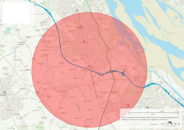 Area of flight restriction in Wirral