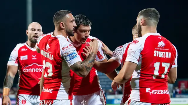 Hull KR celebrate beating Leigh