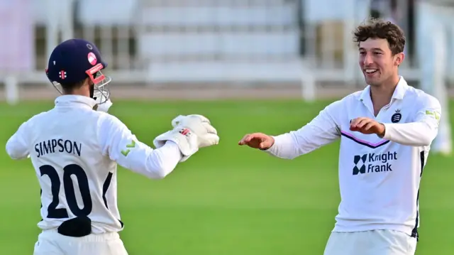 Josh de Caires takes a wicket