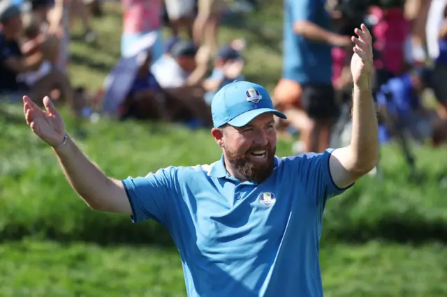 Shane Lowry celebrating at the Ryder Cup in Rome