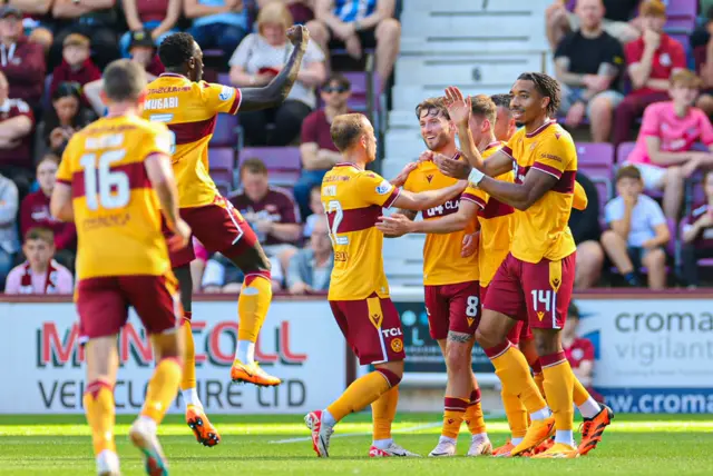 Motherwell players celebrate