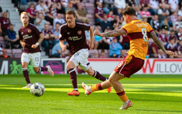 Callum Slattery fires Motherwell into the lead at Tynecastle