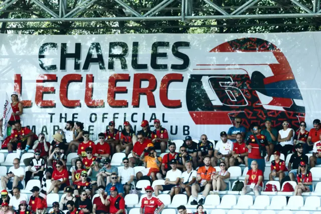 Charles Leclerc fans in the Monza grandstands