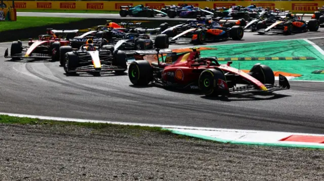 Carlos Sainz leading the Italian Grand Prix