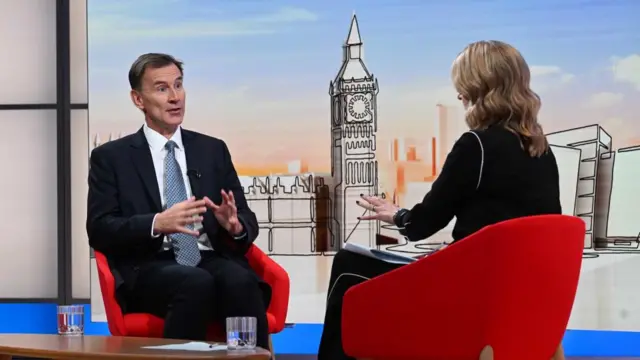 Jeremy Hunt responds to a question from Laura Kuenssberg