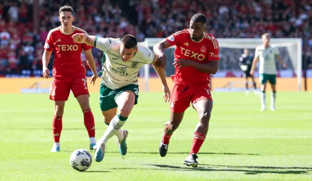 Hibs full-back Liam Miller in action at Pittodrie