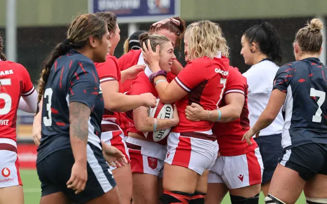 Wales players celebrate