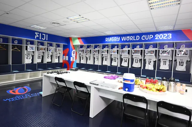 Fiji changing room with shirts out