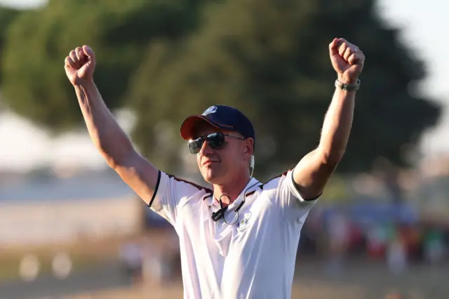 Europe captain Luke Donald celebrates