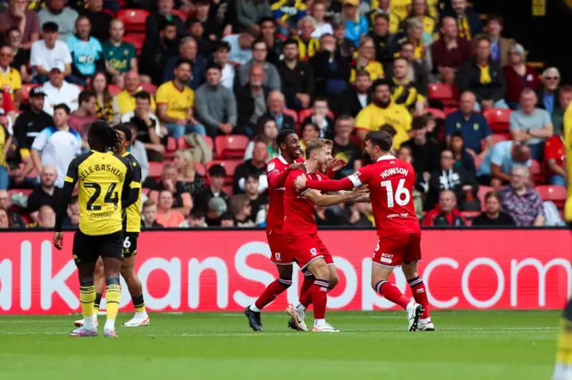 Middlesbrough celebrate at Watford