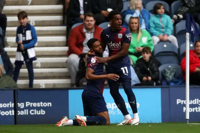 Darnell Furlong celebrates scoring at Preston