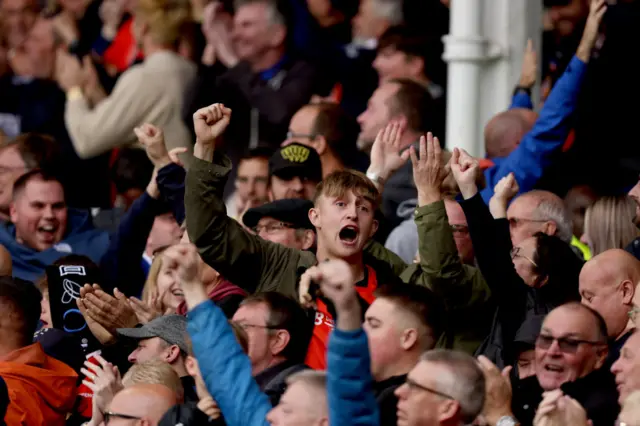 Luton fans celebrate