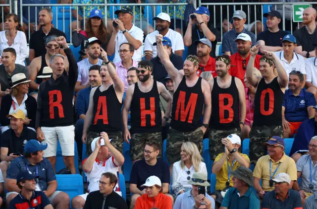 Jon Rahm fans in the stands at the Ryder Cup