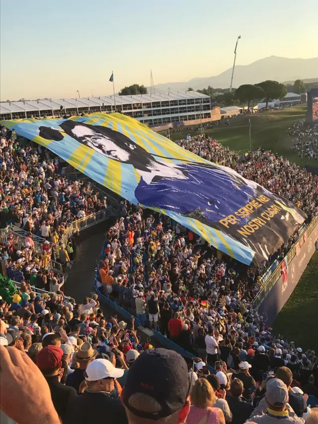 Seve Ballesteros flag in the Ryder Cup grandstands