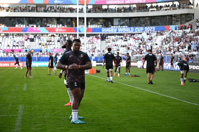 A general view as Eroni Mawi of Fiji warms up