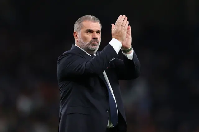 Ange Postecoglou applauds the fans