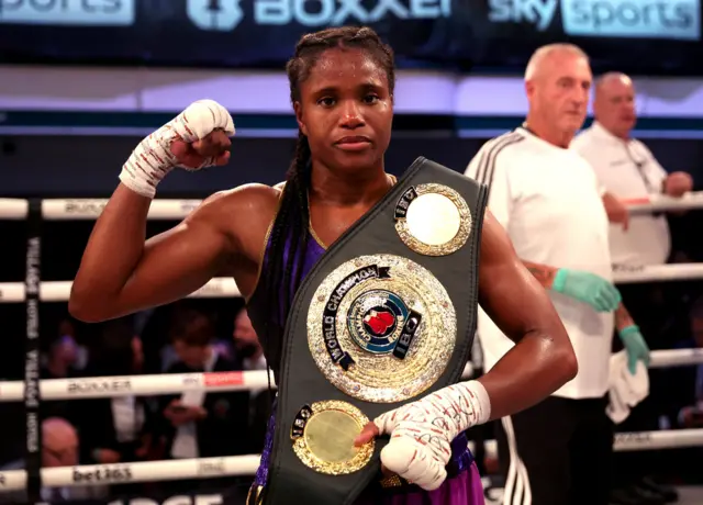 Caroline Dubois with her IBO belt